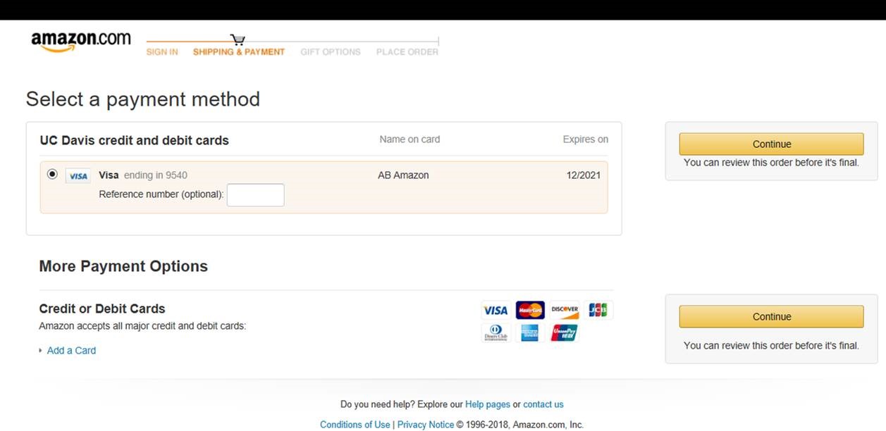 Amazon Checkout Screen